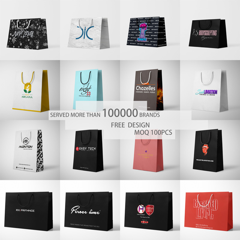 Customized Brand printed Logo Luxury Boutique Shopping Paper Gift Bags for hair shop