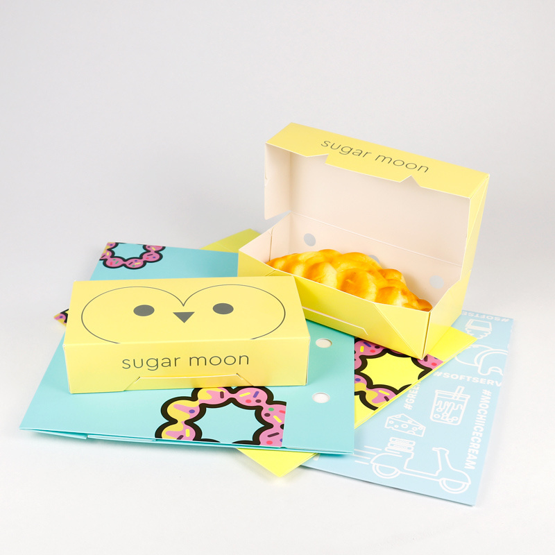 Custom Logo Printing Yellow Donut Box Food Grade Cardboard Mochi Donut Box