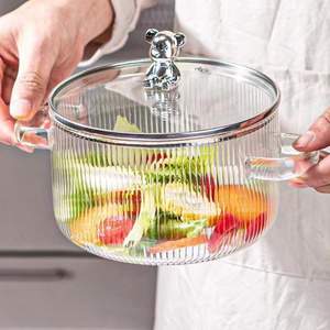 1700ml Transparent Clear Double-ear Kitchen Pots Borosilicate Heat Glass Cooking Pot