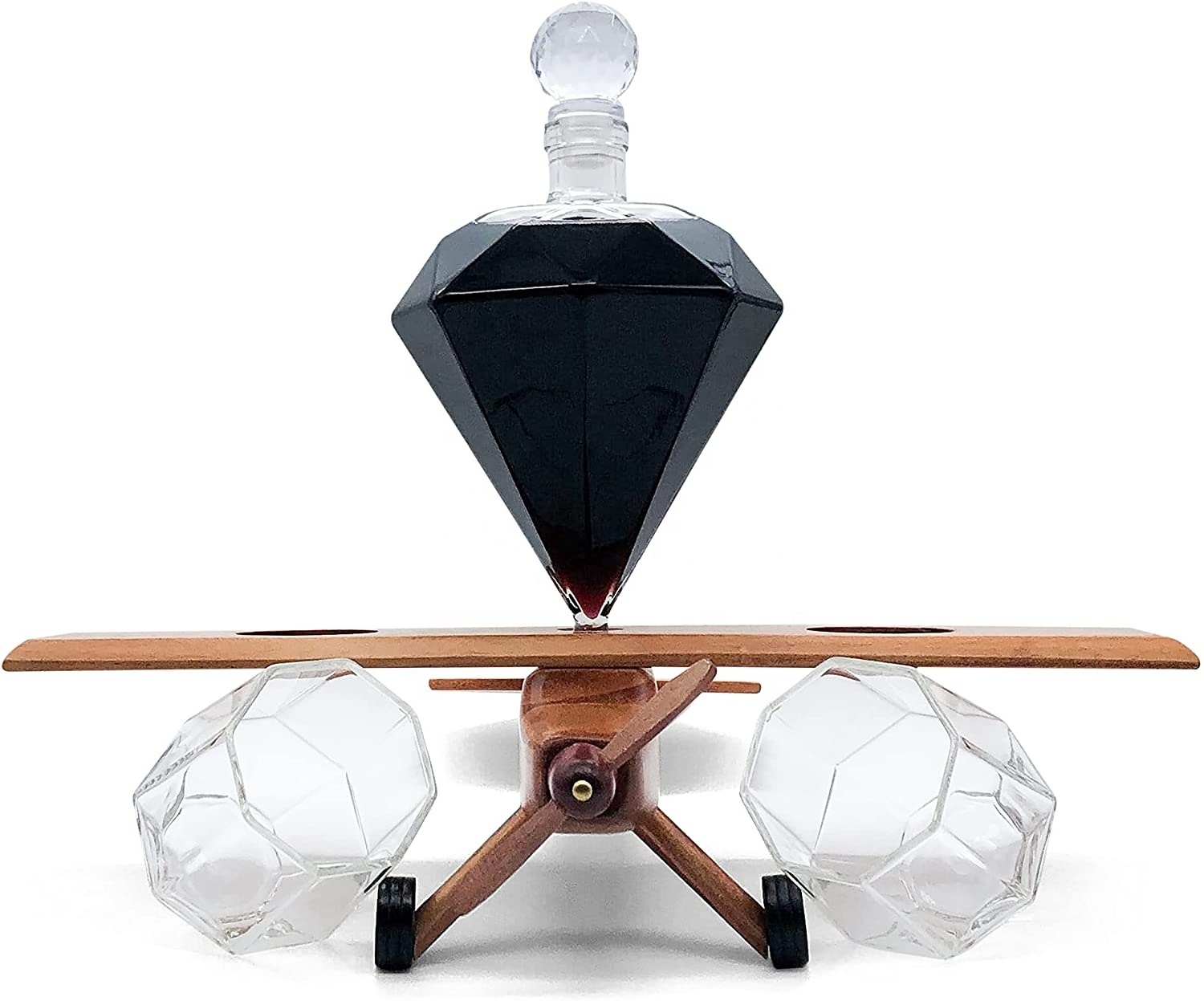 Whiskey Decanter Airplane Globe Set with 2 World Whisky Glasses for Liquor Bourbon Vodka