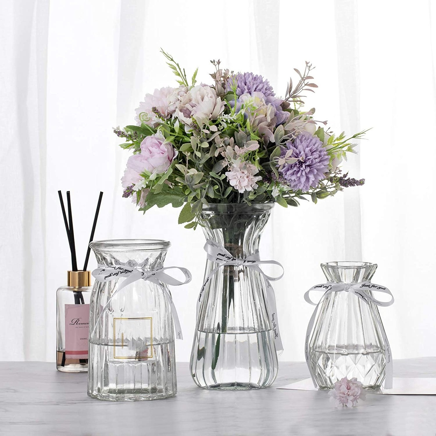 Rustic Small Glass Vase in Various Shapes Mini Vase Wedding Bridal Shower Centerpiece Table Vase