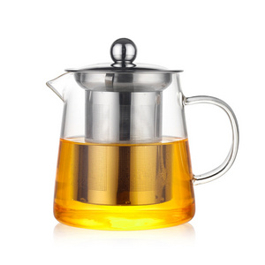 Chinese Hot Sale Tea Pot Borosilicate Glass with 304 Stainless Steel Infuser Blooming Tea Maker and Tea Pot Set