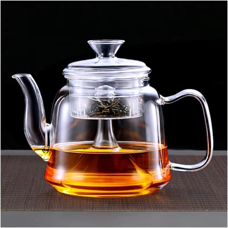 1300ml Glass Filtering Tea Maker Teapot with Candle Heating Warmer and Double Walled Tea Cups Contemporary Teapot Set