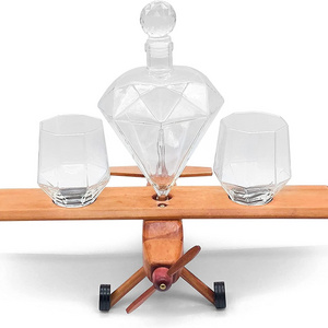 Whiskey Decanter Airplane Globe Set with 2 World Whisky Glasses for Liquor Bourbon Vodka