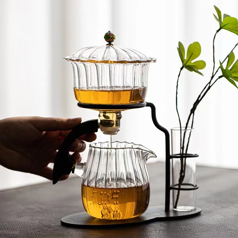 Creative semi-automatic tea set household lazy man creative high borosilicate glass teapot tea set