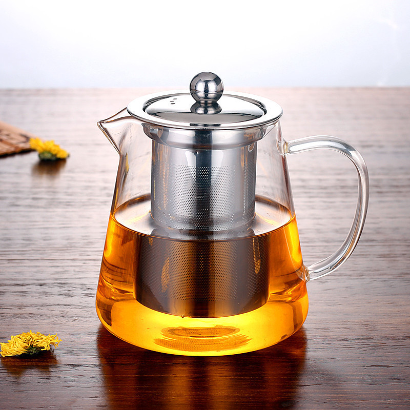 Chinese Hot Sale Tea Pot Borosilicate Glass with 304 Stainless Steel Infuser Blooming Tea Maker and Tea Pot Set