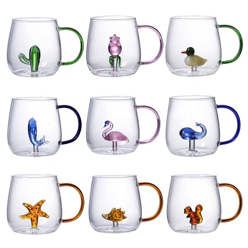 Cartoon Animal Shape Glass Home Cute High Borosilicate Glass Single Layer Cup Living Room with Guests Juice Cold Drink Cup