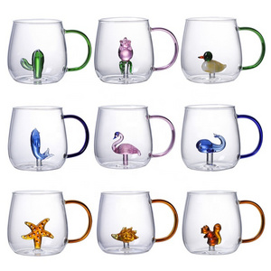 Cartoon Animal Shape Glass Home Cute High Borosilicate Glass Single Layer Cup Living Room with Guests Juice Cold Drink Cup