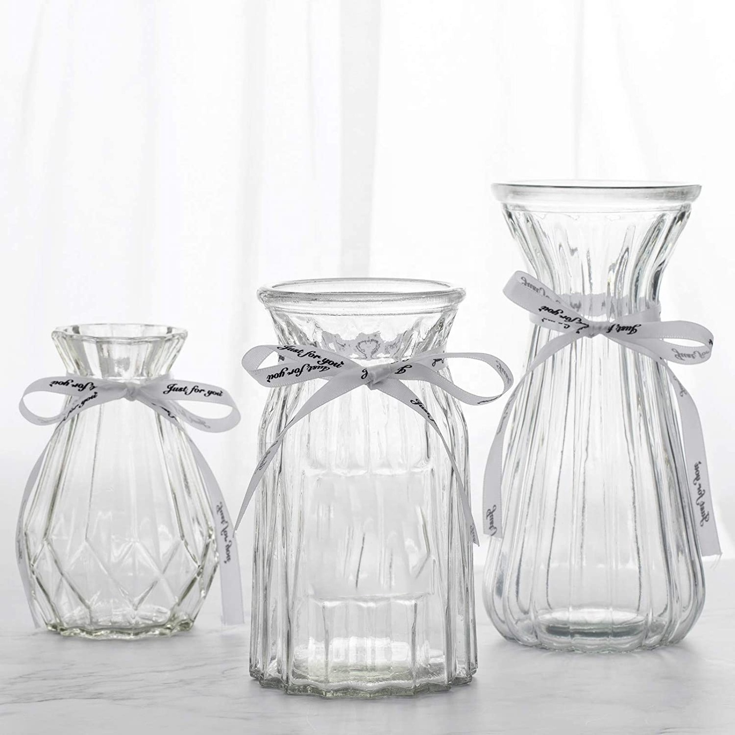 Rustic Small Glass Vase in Various Shapes Mini Vase Wedding Bridal Shower Centerpiece Table Vase