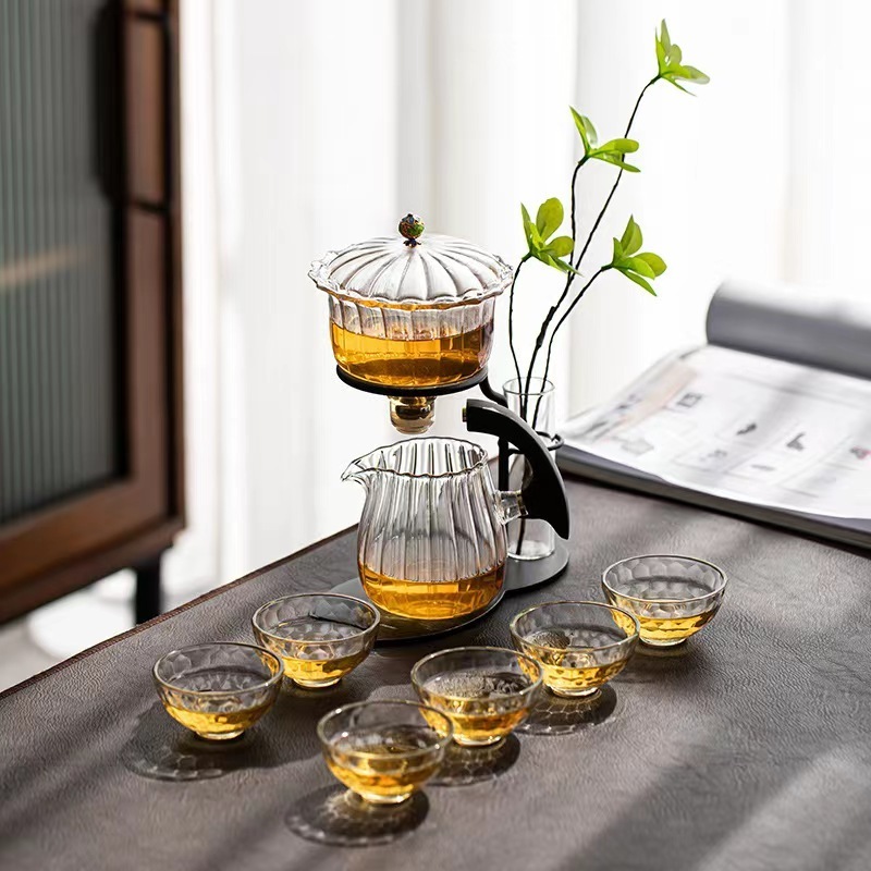 Creative semi-automatic tea set household lazy man creative high borosilicate glass teapot tea set