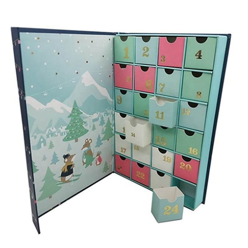 Custom Advent Calendar Empty Luxury Paper Gift Beauty Cosmetic Packaging Countdown Christmas 25 Days Advent Calendar Box