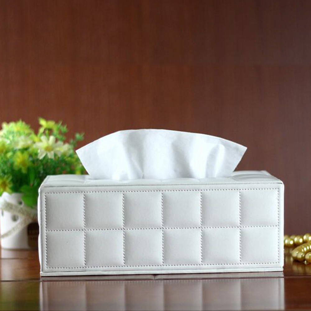 PU Leather Tissue Box Cover Stylish Rectangle Hotel Tissue Box Holder with Magnetic Bottom for Bathroom Bedroom Office Dropship