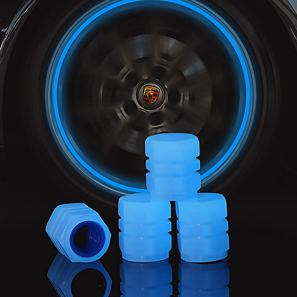 Wholesale 1pcs Fluorescent Car Tire Valve Cap Blue Car Valve Caps Luminous Style Tire Valve Cap Stem Accessories