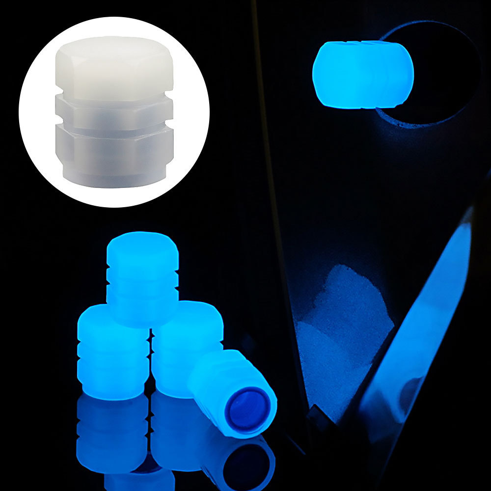 Wholesale 1pcs Fluorescent Car Tire Valve Cap Blue Car Valve Caps Luminous Style Tire Valve Cap Stem Accessories