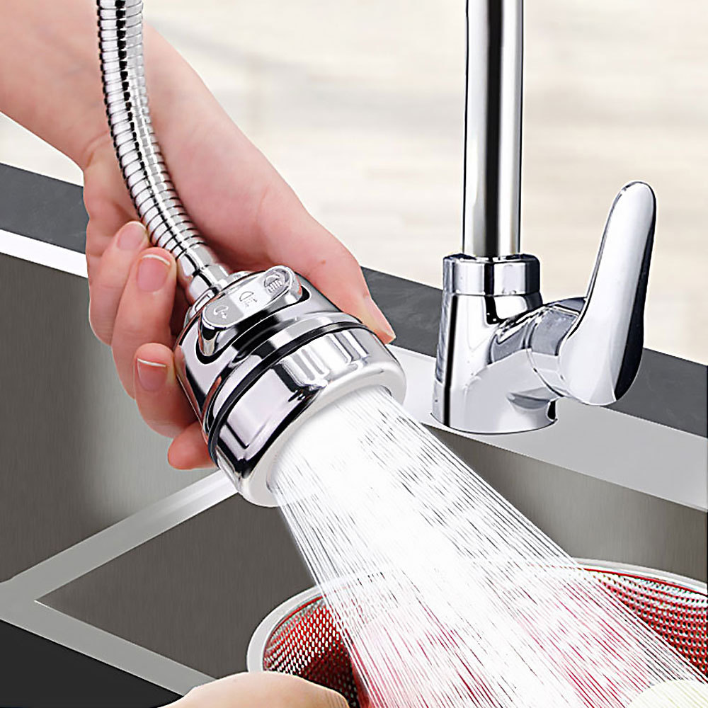 Stainless Steel Faucet Nozzle Kitchen Sink Faucet Booster Sprayer Head 3 Water-saving Options 360-degree Rotation