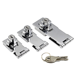 2.5/3/4 inch Punch Free Buckle Row Lock Locking Hasp and Staple with Keys Padlock Hasp Lock Staple  Twist Knob Locking Security