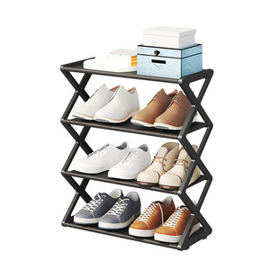 5 Tier Shoe Rack X Shape Shoe Organizer Dust-proof Storage Shelf Galvanized Steel Non-Woven Fabric for Entryway Living Room