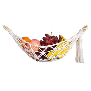 Hanging Fruit Hammock for Kitchen Under Cabinet Macrame Fruit Basket Net Veggies Hammock For Extra Storage