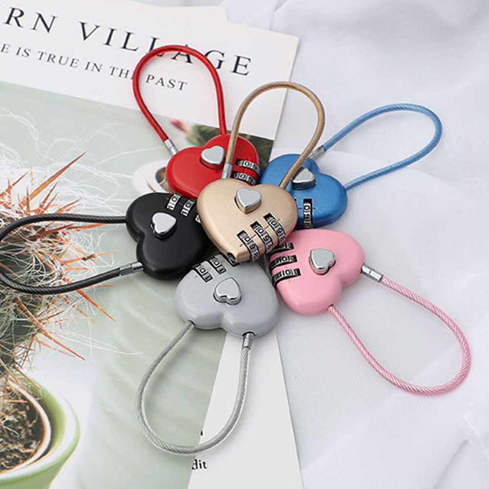 Mini Dial Digits Code Number Password Combination Padlock Love Heart Shape Luggage Suitcase Metal Lock Safety Travel Durable