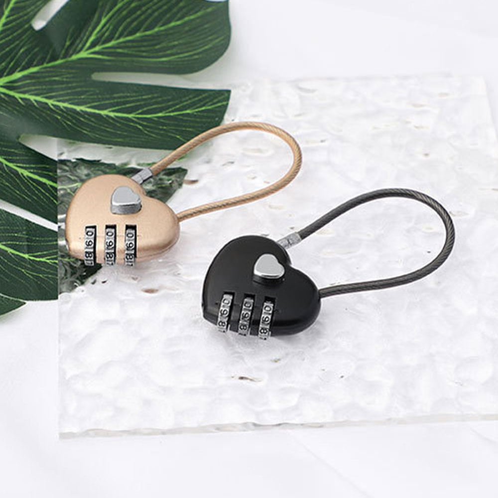 Mini Dial Digits Code Number Password Combination Padlock Love Heart Shape Luggage Suitcase Metal Lock Safety Travel Durable