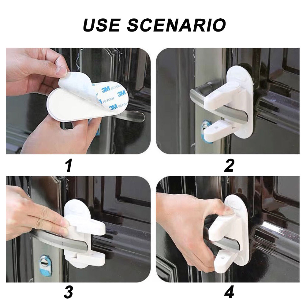 Door Lever Lock Improved Version Child Proof Doors & Handles 3M Adhesive - No Drill, No Screw, No Tool Needed