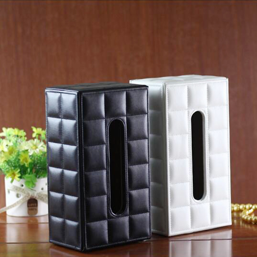 PU Leather Tissue Box Cover Stylish Rectangle Hotel Tissue Box Holder with Magnetic Bottom for Bathroom Bedroom Office Dropship