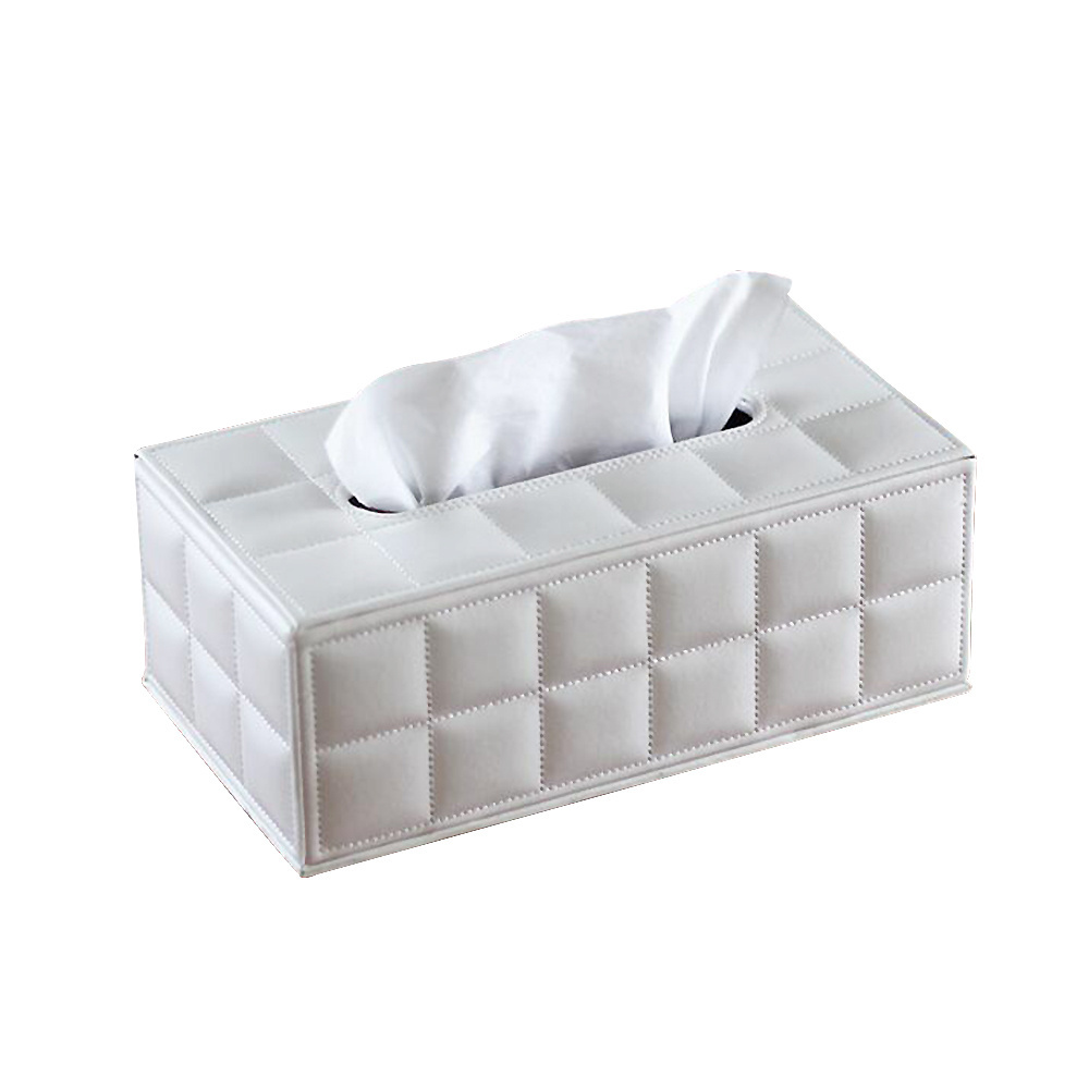 PU Leather Tissue Box Cover Stylish Rectangle Hotel Tissue Box Holder with Magnetic Bottom for Bathroom Bedroom Office Dropship