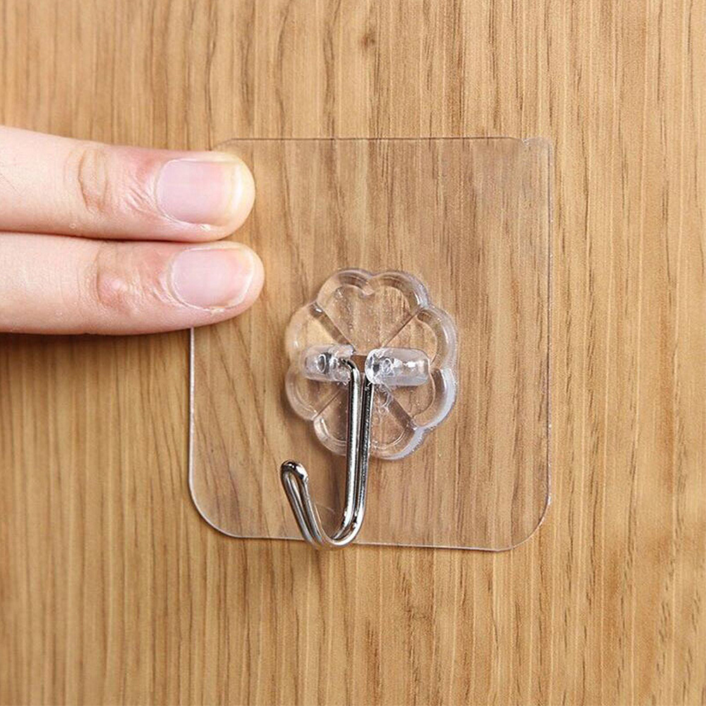 Wall Hooks Transparent Seamless Hooks Waterproof and Oilproof Heavy Duty Self Adhesive Hooks for Kitchens Bathroom Bedroom