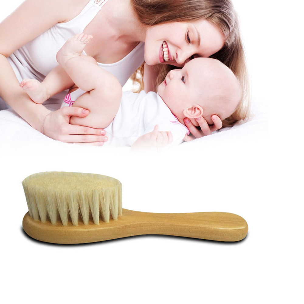 Premium Wooden Baby Hair Brush For Newborns and Toddlers For Infant Shower and Registry Natural Soft Goat Bristles Hairbrush