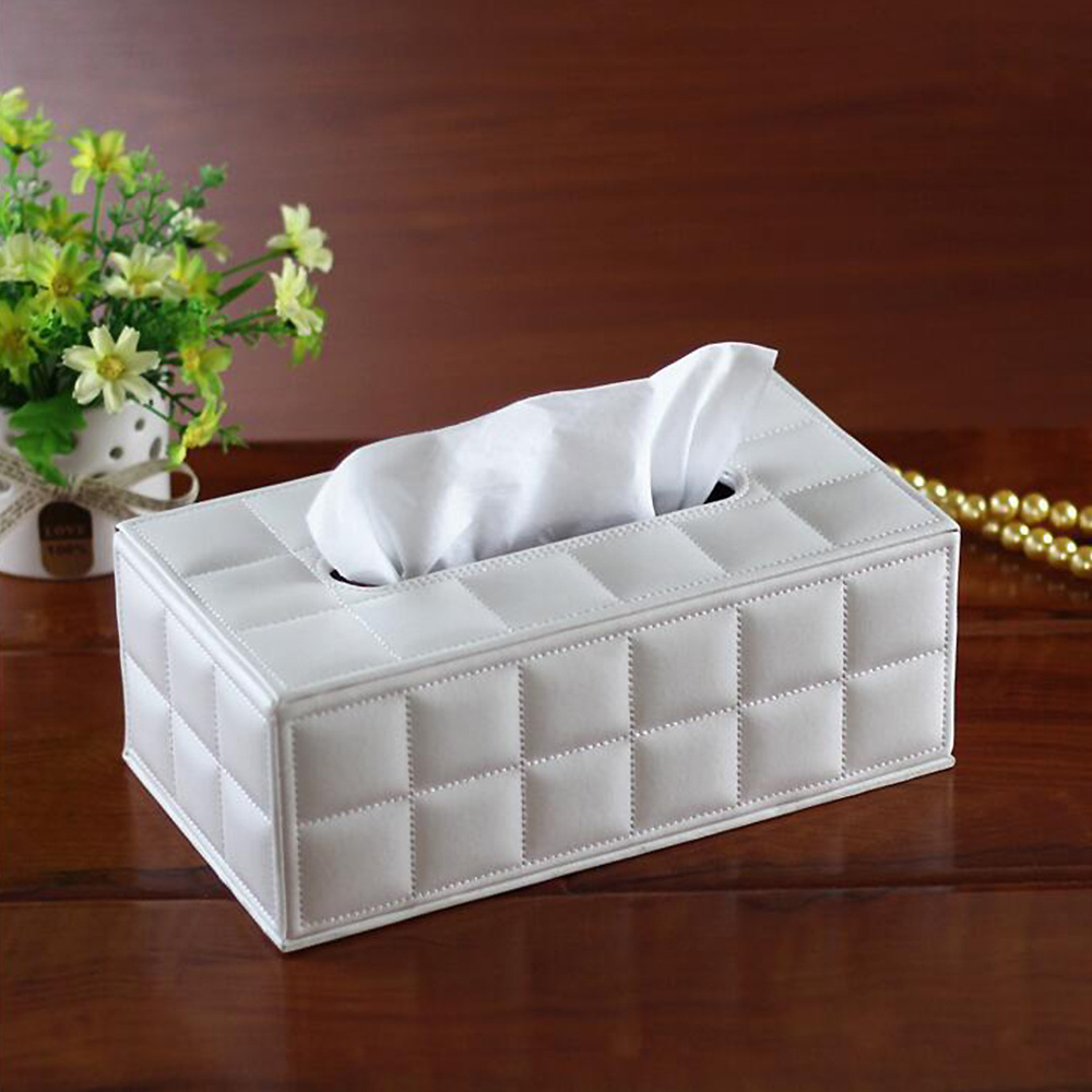 PU Leather Tissue Box Cover Stylish Rectangle Hotel Tissue Box Holder with Magnetic Bottom for Bathroom Bedroom Office Dropship