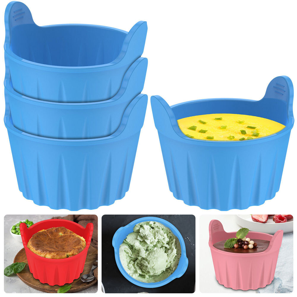 Air Fryer Egg Poacher Food Grade Silicone Egg Poaching Cups Non-Stick Round Silicone Ramekins Reusable Silicone Baking Cups