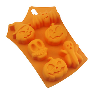 Halloween Cake Cookie Molds DIY Halloween Candy Chocolate Moulds Pumpkin Wizard Hat Ghost Bat Skull Brain Baking Silicone Mold