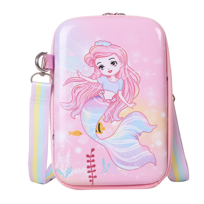 New PVC large capacity bag cute cartoon girl crossbody bag hard shell one shoulder pencil case