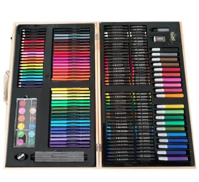 DIY Art Set Kids Art Supplies Wooden Case Kit Painting & Drawing for Teens Boys Girls Gifts Toys