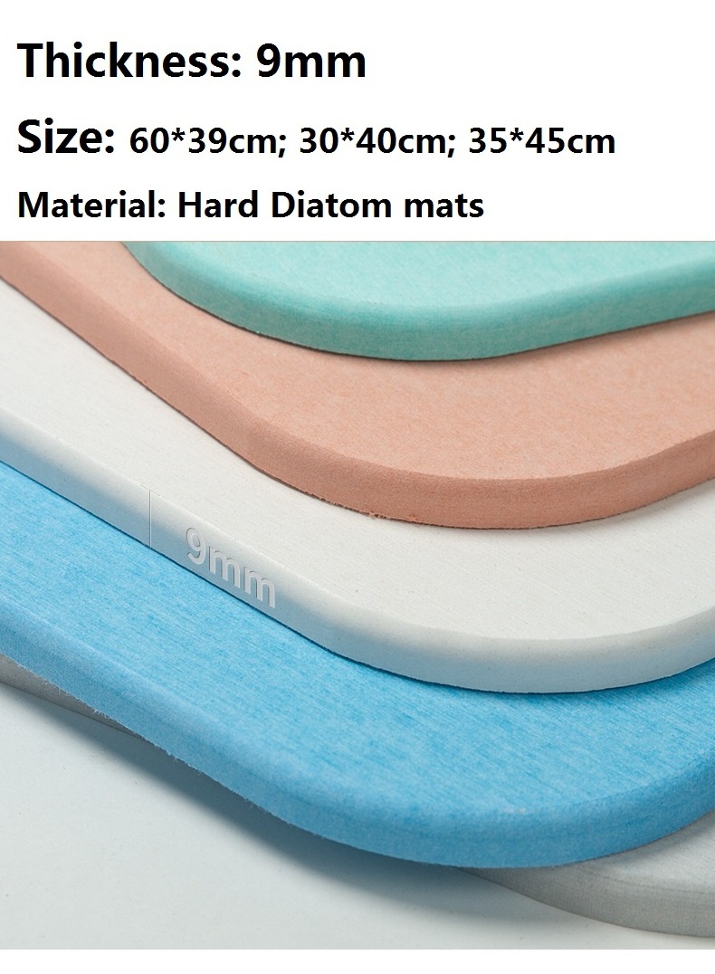 Hard 9mm Diatom mud cushion absorbent foot mat bathroom non-slip quick-drying floor mat