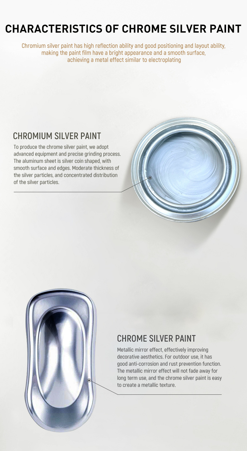 Whole Sale High Gloss BOSSBON Chrome Silver  Metal Effect Repair Refinish Color Car Auto Paint For Repair Car