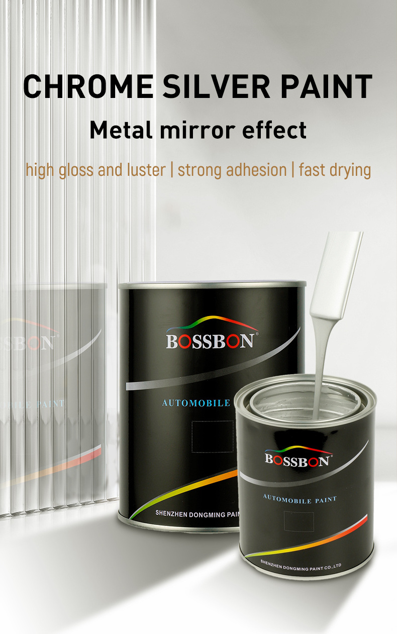 Whole Sale High Gloss BOSSBON Chrome Silver  Metal Effect Repair Refinish Color Car Auto Paint For Repair Car