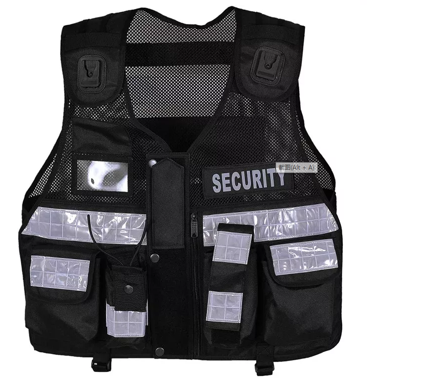 Mesh fabric Security Guard Multi Pockets Safety Vest