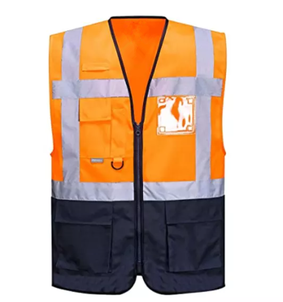 Reflector Ems Vest Safety Workwear Jacket Hi Vis Black High Vision Safety Vest