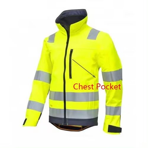 Security Reflection Saftey Reversible Hi Vis Work Jacket For Men Workwear Clothing