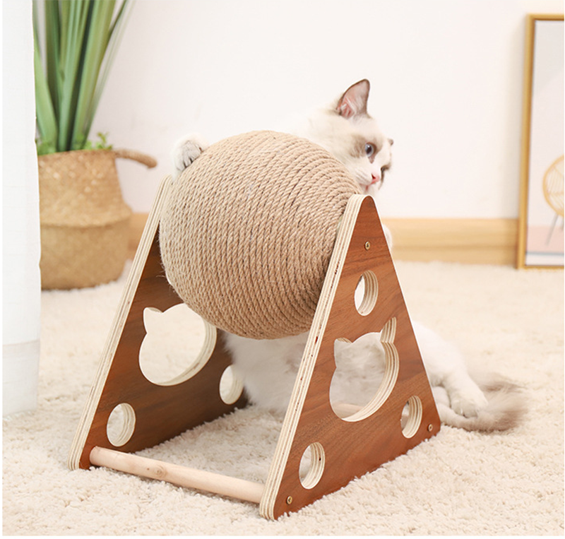 Wooden Cat Scratching Post Ball Toy Sisal Rope Pet Furniture Supplies Tower Tree Cat Accessories