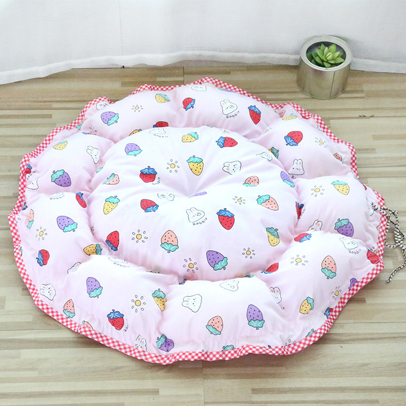 Warm Pet Bed 2 In 1 Round Plush Cat Cushion House With Drawstring Kitten Basket Sleep Bag For Small Dog Cats Puppy Nest Kennel