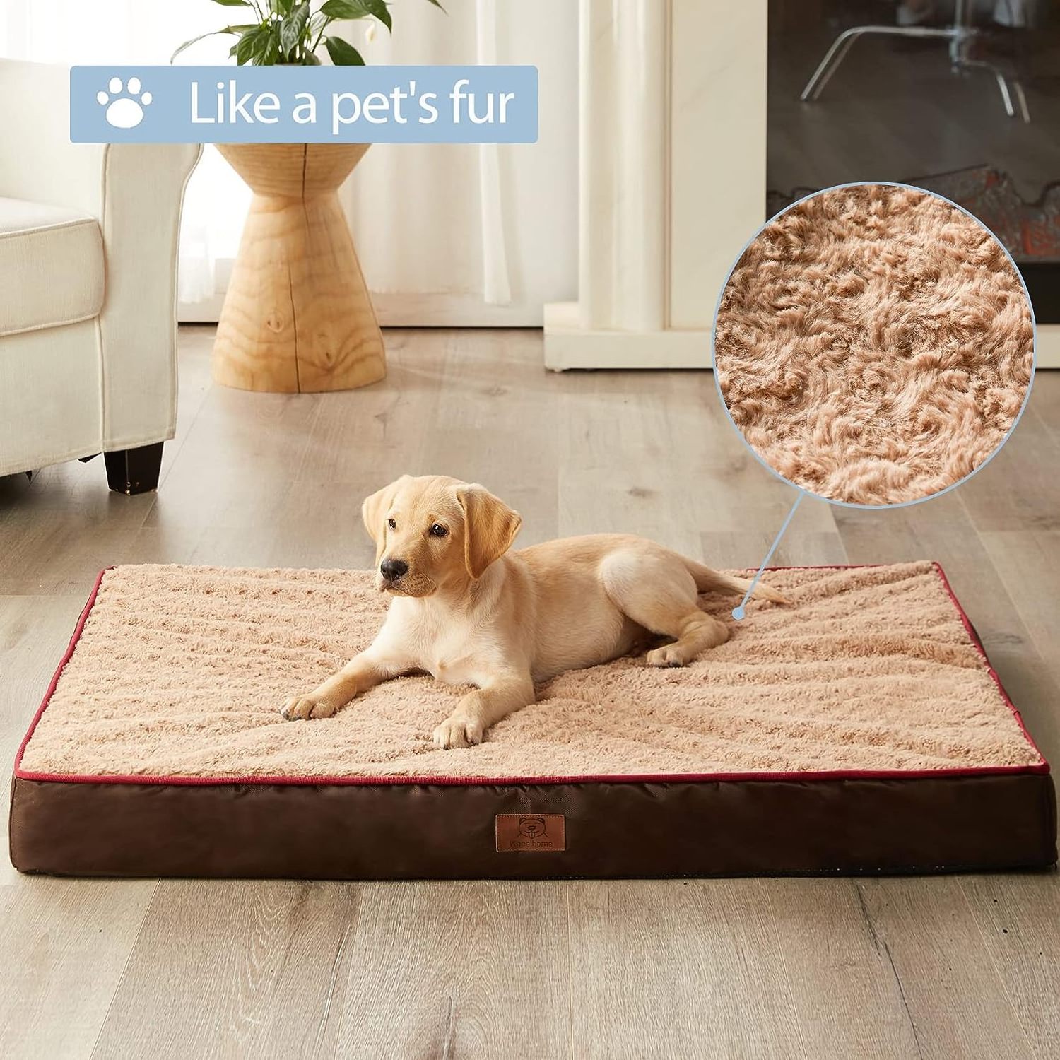 Dog Bed for Large Dogs Orthopedic Large with Egg Foam Crate Pet Bed Soft Rose Plush Waterproof  Cover Washable Removable