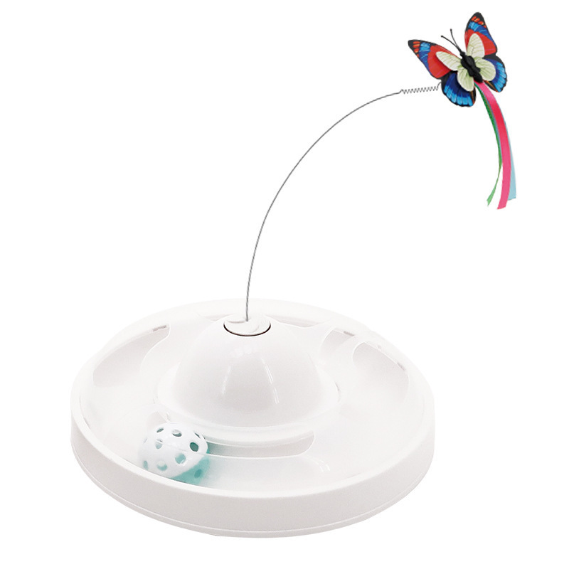 Butterfly flying track turntable automatic cat teaser electric cat teaser stick bell turntable pet cat interactive toy