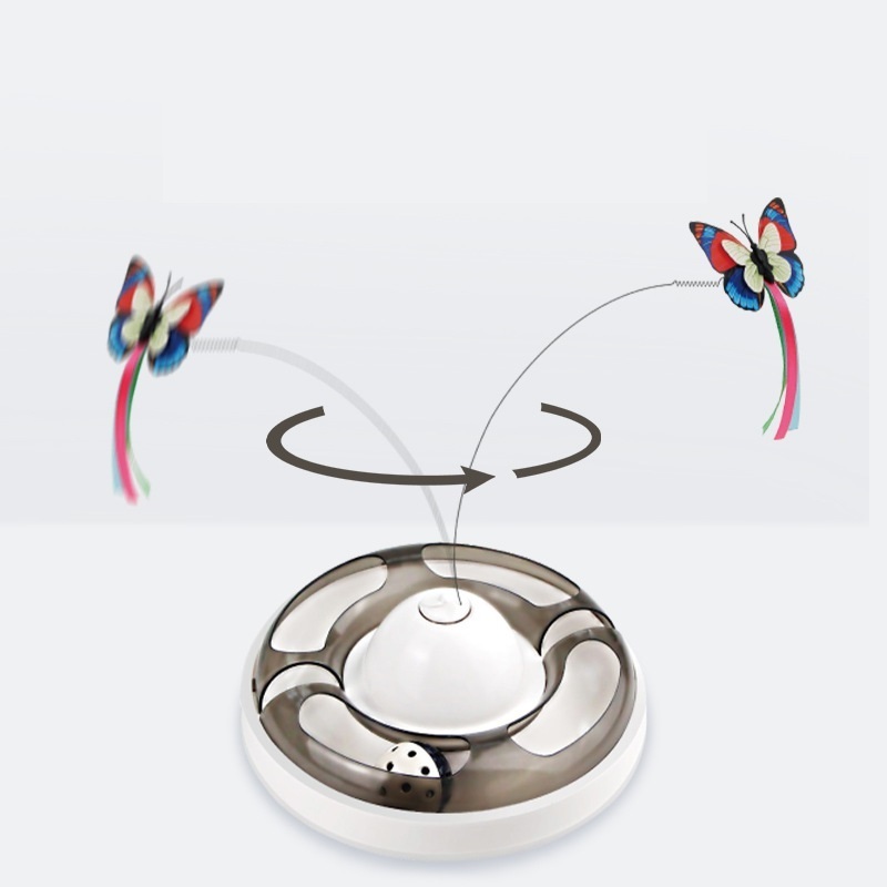 Butterfly flying track turntable automatic cat teaser electric cat teaser stick bell turntable pet cat interactive toy