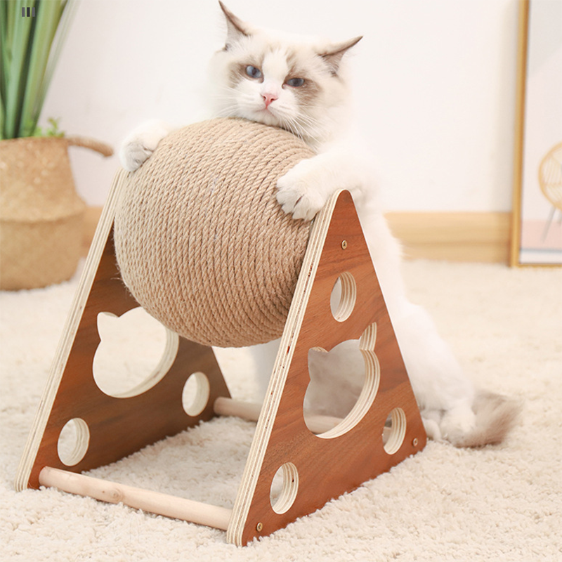 Wooden Cat Scratching Post Ball Toy Sisal Rope Pet Furniture Supplies Tower Tree Cat Accessories