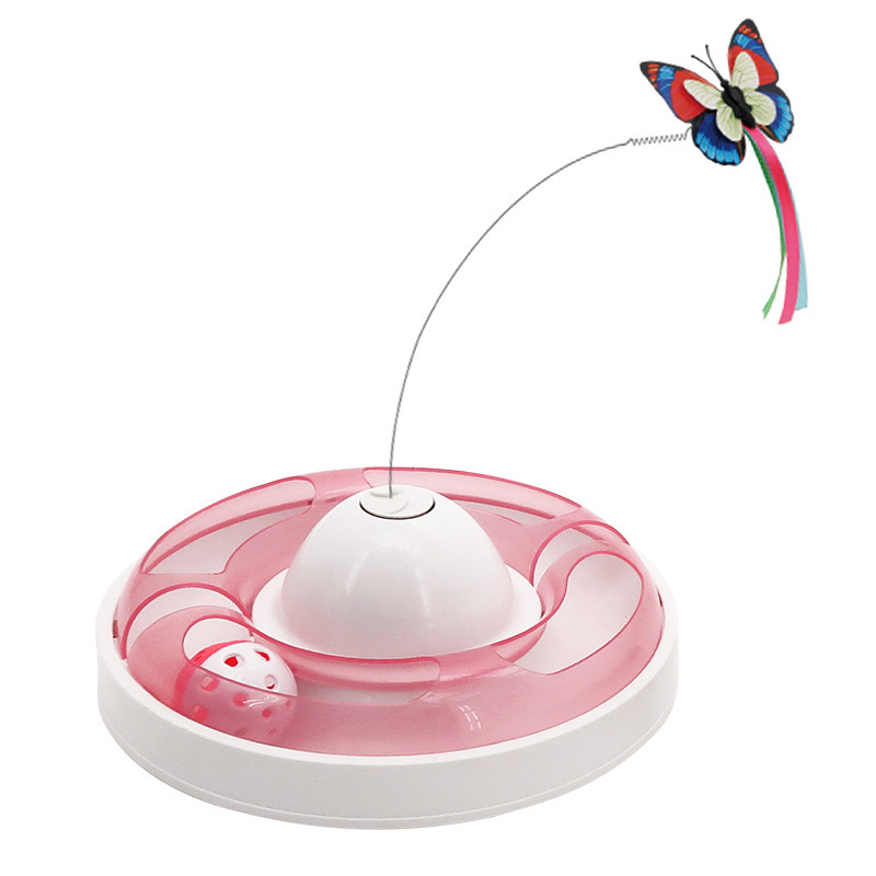 Butterfly flying track turntable automatic cat teaser electric cat teaser stick bell turntable pet cat interactive toy