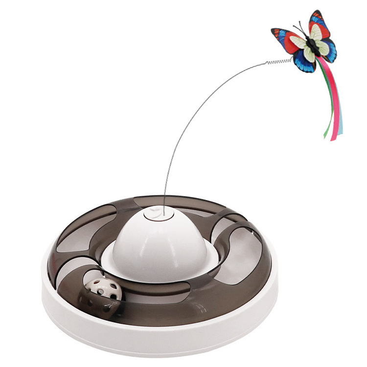 Butterfly flying track turntable automatic cat teaser electric cat teaser stick bell turntable pet cat interactive toy