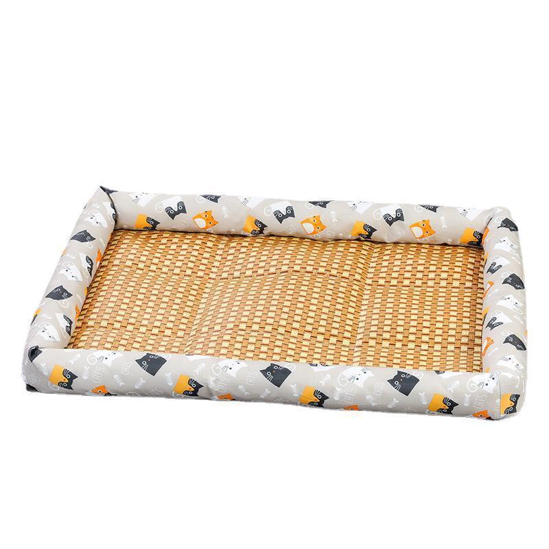 Pet Summer Bed Dog Cat Ice Cooling Breathable Sofa Dog Cat Sleeping Rattan Mat Bed For Small Medium Large Dogs