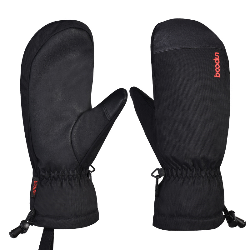 HBG1215 Winter Warm Ski Gloves Mitts Waterproof Leather Snow Snowboarding Gloves Manufacture